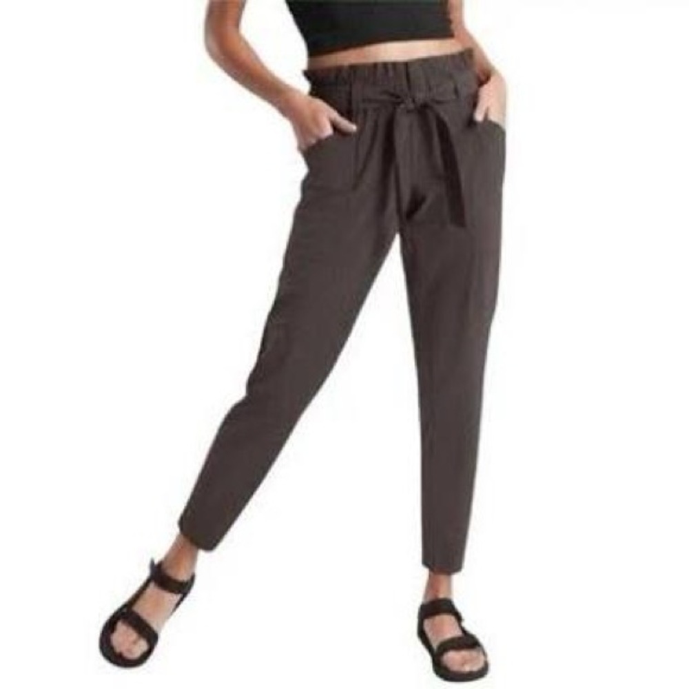 Athleta Black Tie-Waist Track Pants